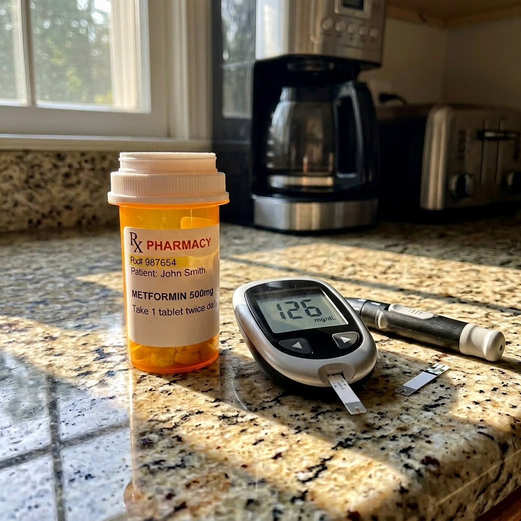 Glucose meter on counter