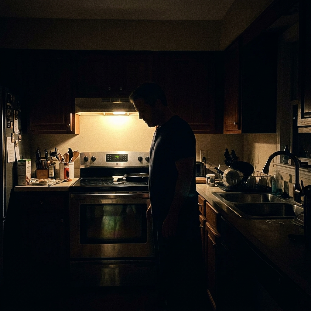 Dark kitchen at night